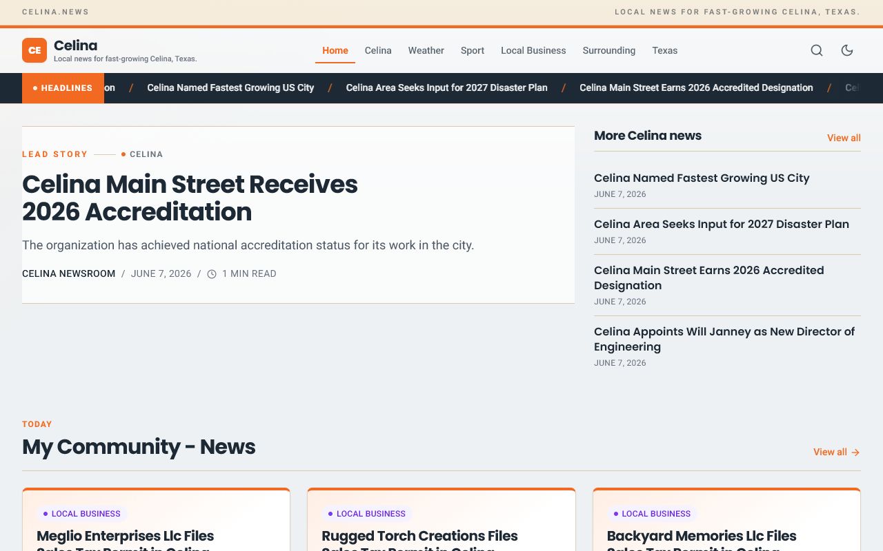 Celina local news website preview