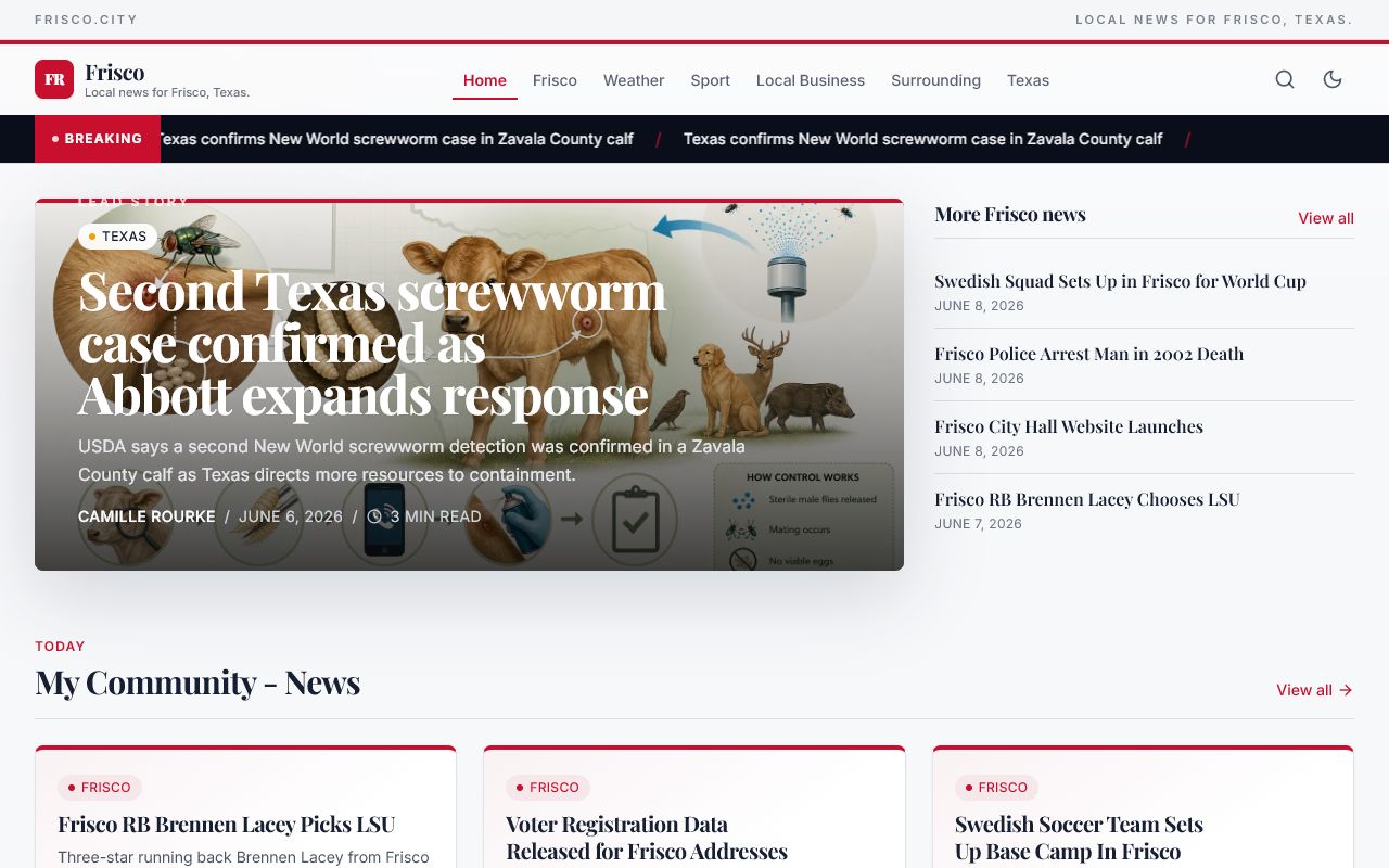 Frisco local news website preview